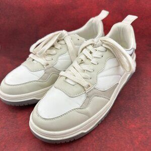 PROJECT CLOUD WOMEN'S LACE-UP PLATFORM SNEAKERS, WHITEAND GRAY, SIZE 9